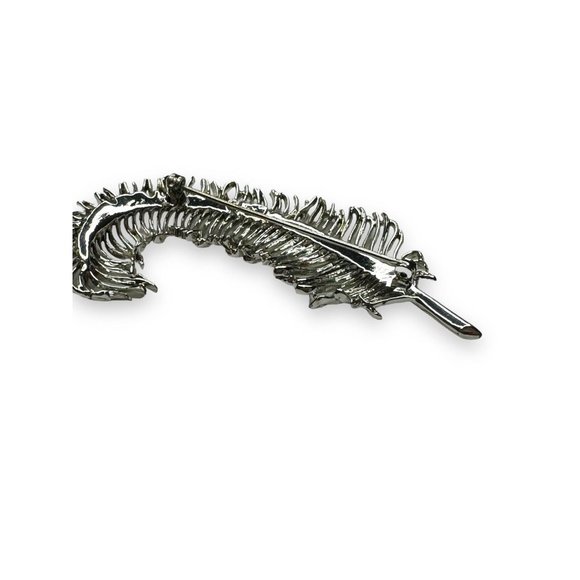 Pegasus Coro Silver Tone Curled Feather Vintage Brooch - Picture 6 of 8